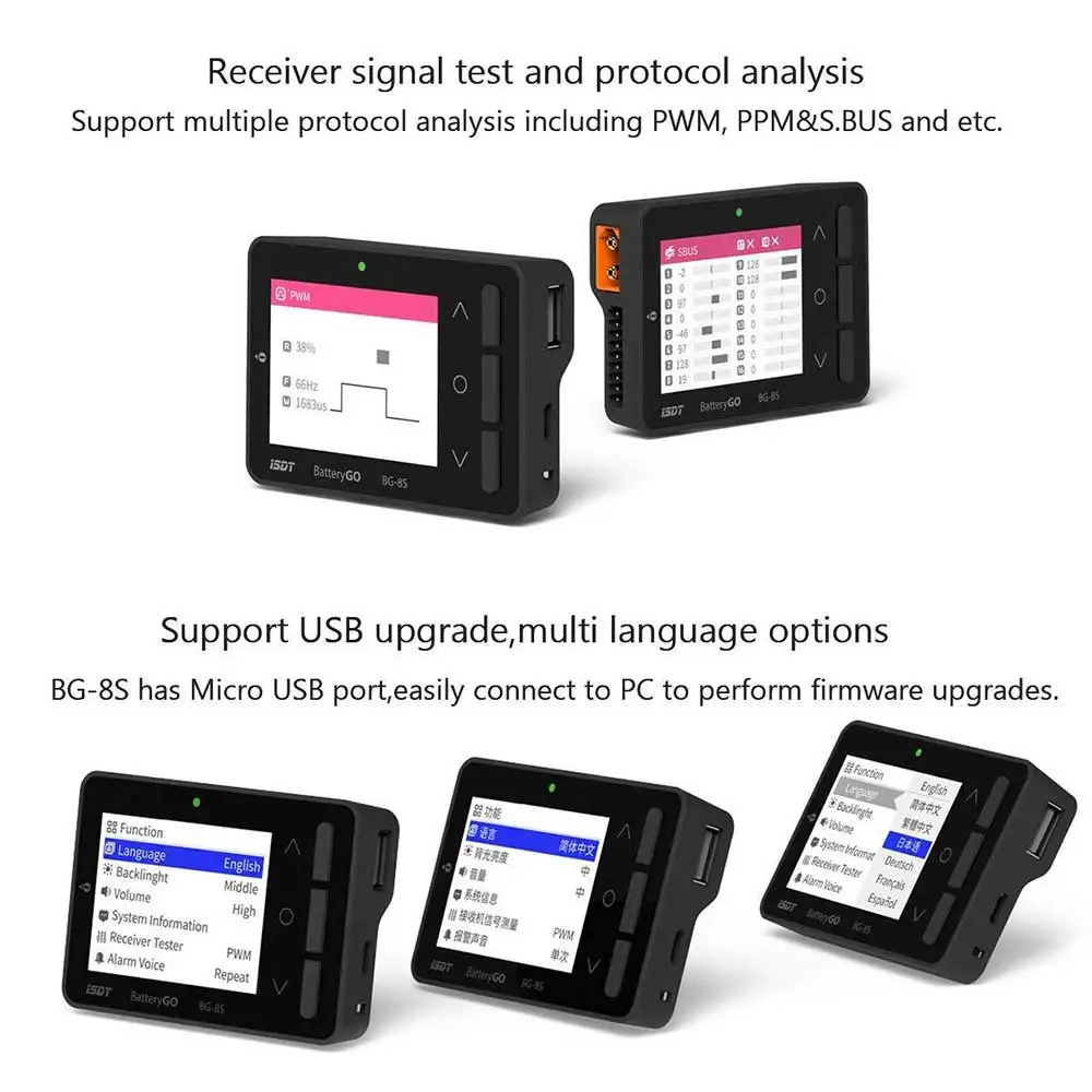 ISDT BattGo BG-8S Battery Meter, LCD Display Digital Battery Capacity Checker Battery Balancer Battery Tester for LiPo/Life/Li-i