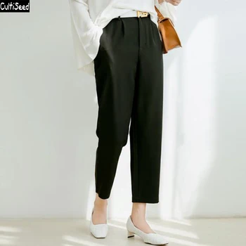 

Cultiseed Women Loose Straight Pants Trousers 2020 New Fashion Female Elegant Office Pants Ladies High Waist Suit Pants Trousers