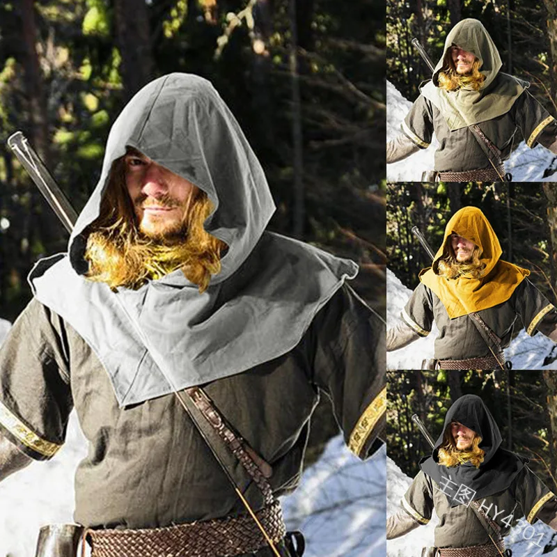 COLDKER Adult Men Costumes Accessories Viking Warrior Aristocrat Cavalier Knight Shawl Cape Medieval Cosplay Hat | Тематическая