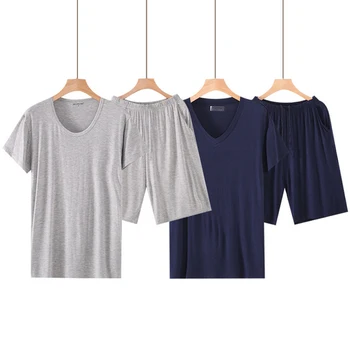 참신 의류 여름 모달 반팔 남성 잠옷 세트 남성 잠옷 세트 솔리드 얇은 잠옷 남성용 잠옷 정장 Homewear