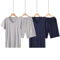 Plus Size 6XL Summer Modal Short Sleeved Men's Pajamas Sets Male Pajama Set Solid Thin Pajama For Men Sleepwear Suit Homewear