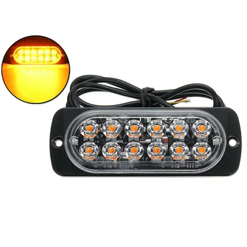 

12LED Amber Flashing Strobe Light Bar Truck Car Safety Beacon Warning Lamp 36W
