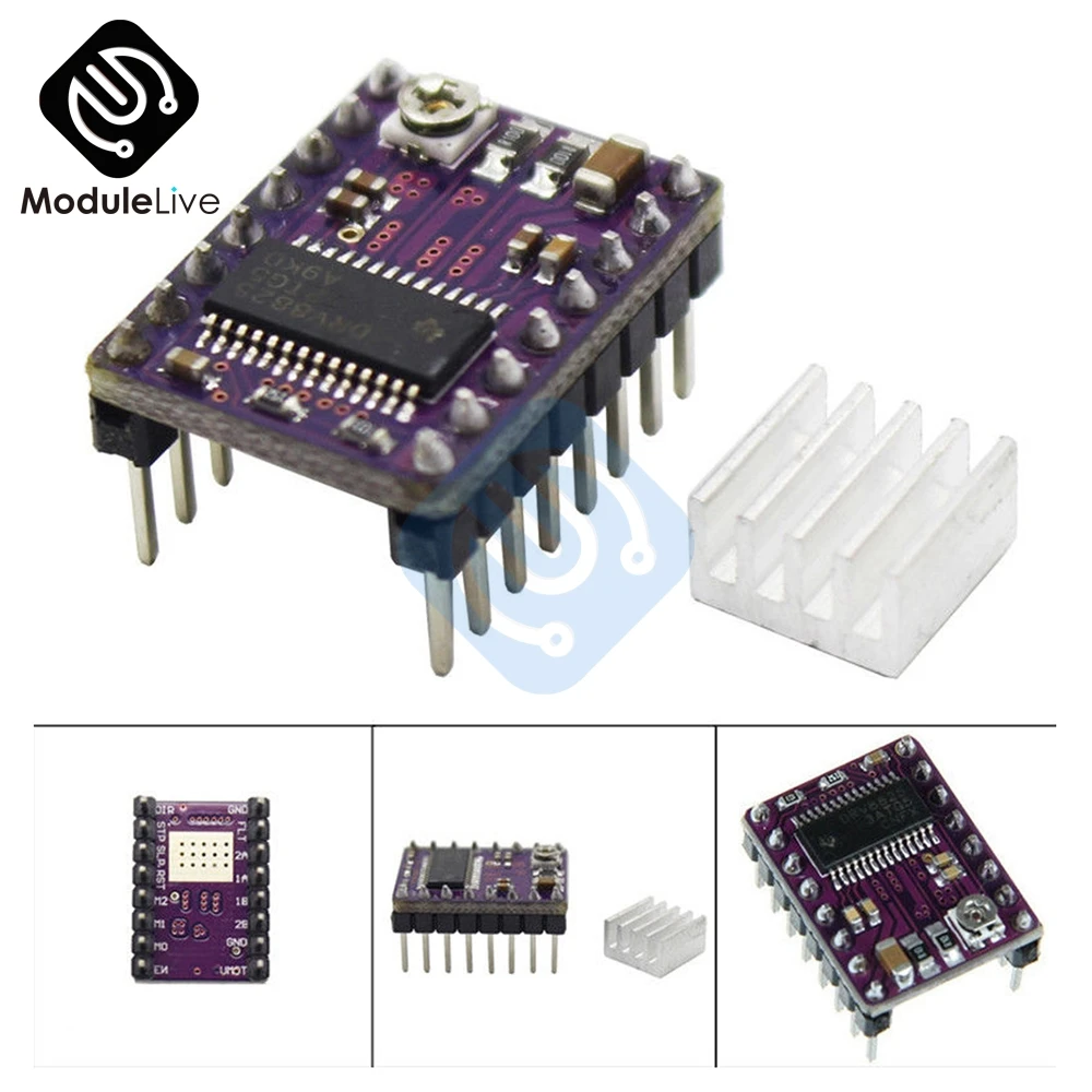 3d принтер Stepstick Drv8825 шаговый двигатель драйвер модуль Reprap 4 печатная плата для RUMBA Замена A4988 радиатор