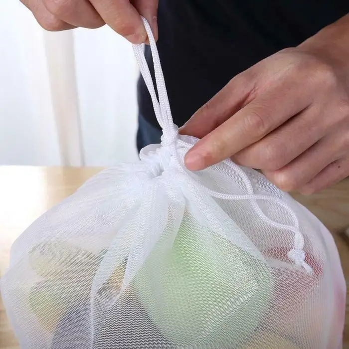 5 шт./компл. сумка для хранения товаров сетки ткань многоразовый мешок со шнурком пакеты для фруктов DTT88