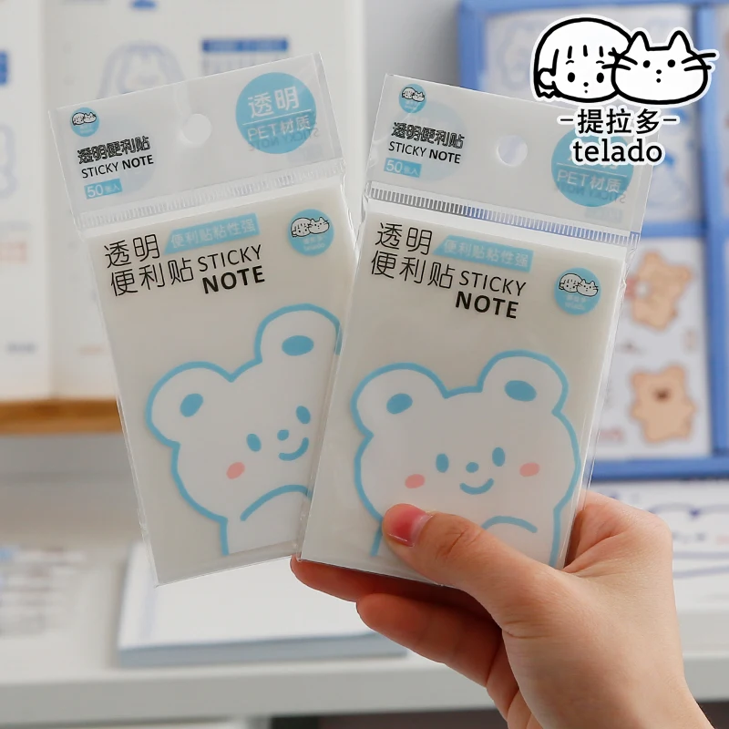 Waterproof PET Transparent 50 Sheets Memo Sticky Note Paper Daily To Do It Check List Paperlaria School Stationery sharkbang kawaii milk bear 230 sheets memo pad notes to do list paperlaria daily check list notepad school office stationery