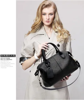 

New Style Women's Leather Bags Full-grain Leather Snakeskin Handbag Occident Fashion Women's Single-shoulder Bag
