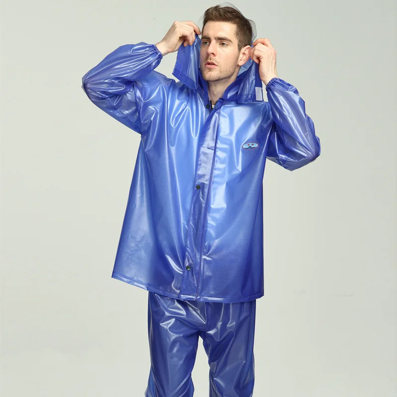 PVC Waterproof Raincoat Suit Outdoor Fishing Fashion Labor Raincoat Unisex Riding Motorcycle Rainwear Suit Adult Rain Coat Jack