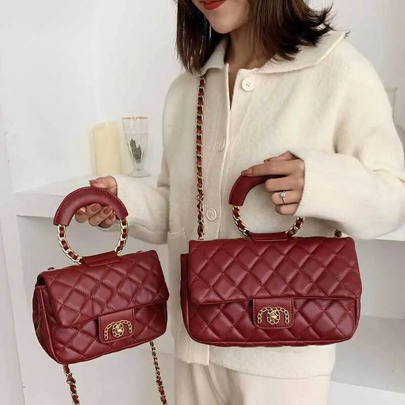 

Rhombus Chain Small Bag Women's Europe And America Versatile Shoulder Bag Western Style Fashion Hand Shoulder High Grade Texture