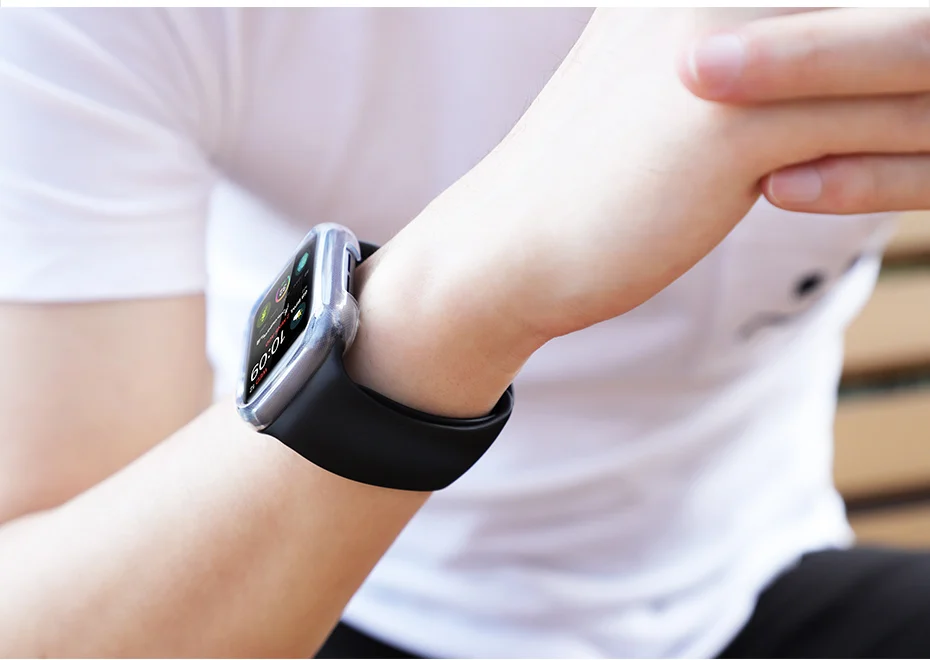 Hoco мягкий силиконовый ремешок для apple watch+ чехол 38 мм 42 мм 44 мм 40 мм спортивный браслет резиновый ремешок для apple watch 5 4 3