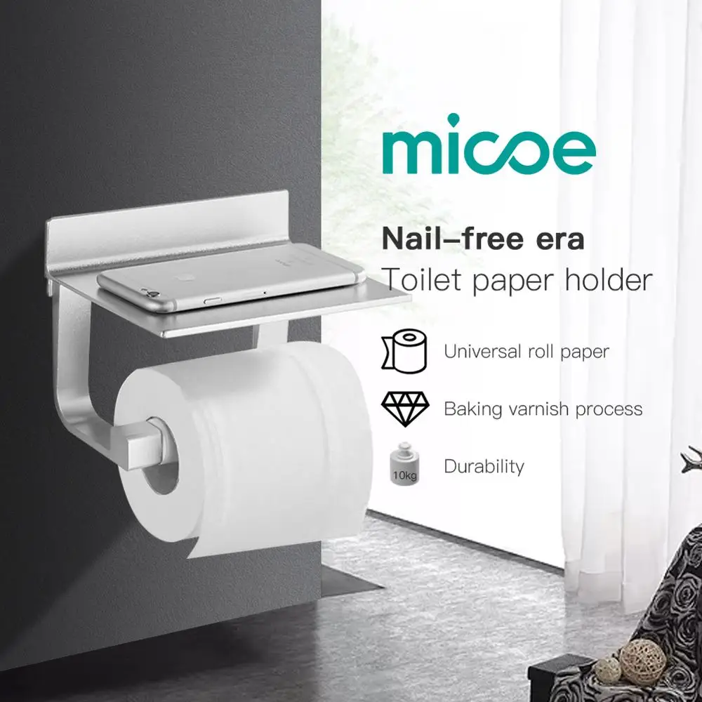 MICOE пробивная алюминиевая бумажная подставка для мобильного телефона, держатель для полотенец, полка для ванной комнаты, настенный держатель для ванной комнаты