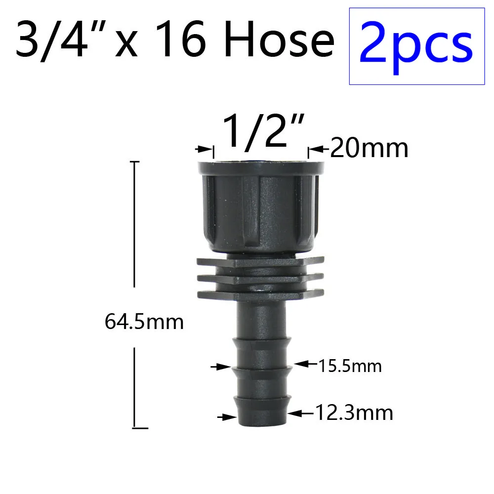 2pcs 1/2" 3/4" 1" Thread To Barb 16mm 20mm 25mm 32mm PE Hose Connector Adapter Gagriculture Irrigation System Pipe Coupler