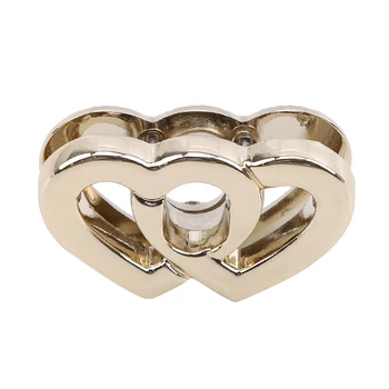 

New Metal Double Heart Clasp Buckles Turn Lock Twist Locks For Handbag Bag Purse Craft Gold DIY Bag Accessories 2020