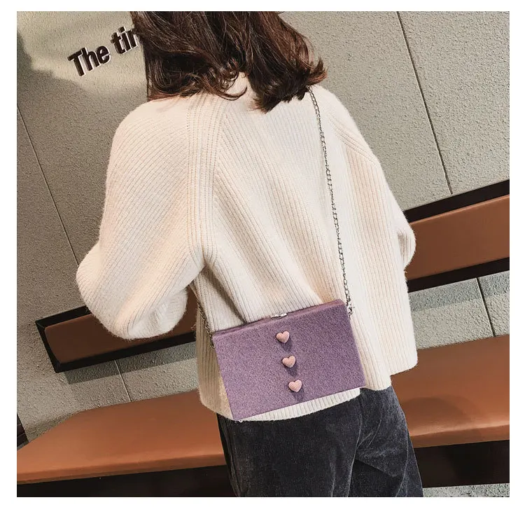 WOBAG новая популярная женская сумка на плечо с цепочками, плюшевая женская сумка в коробке, Высококачественная женская сумка через плечо, Повседневная сумка-мессенджер