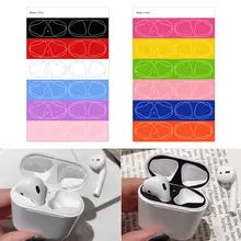 6 çift renkli koruyucu Sticker kılıf cilt toz geçirmez toz koruyucu Apple Airpods kulaklık şarj kutusu