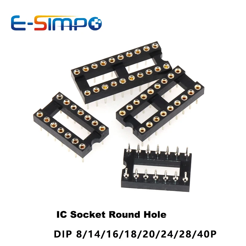 10 шт. круглое отверстие IC Разъем DIP6 DIP8 DIP14 DIP16 DIP18 DIP20 DIP28 узкий широкий DIP40 контакты позолоченный PCB держатель микросхемы