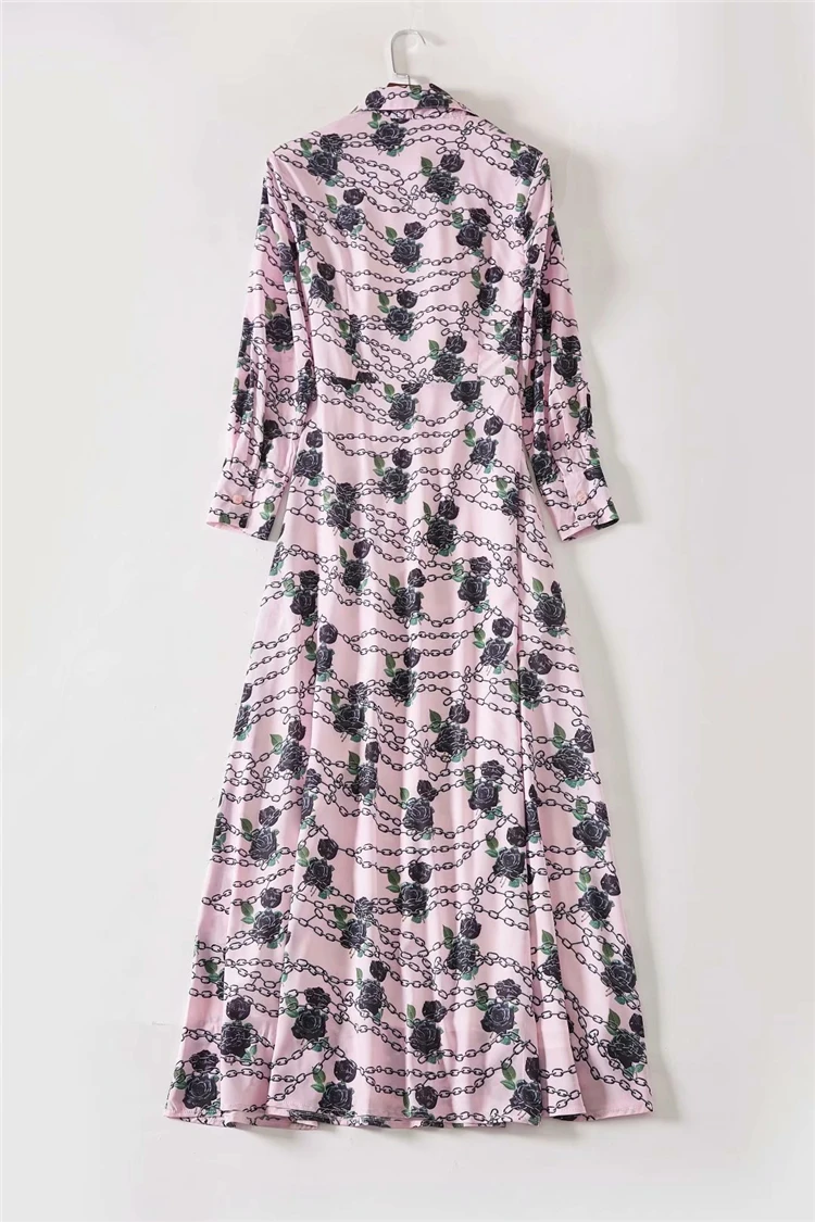 LD LINDA Делла, Осеннее модное подиумное платье-рубашка, плюс размер, женское платье с длинным рукавом, рюшами, цветочным принтом, миди, винтажное платье