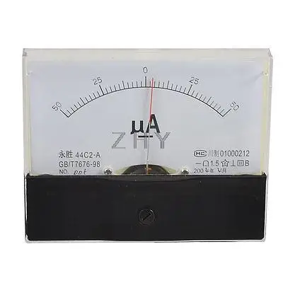 

44C2 DC 50-0-50uA Rectangle Analog Panel Ammeter Gauge