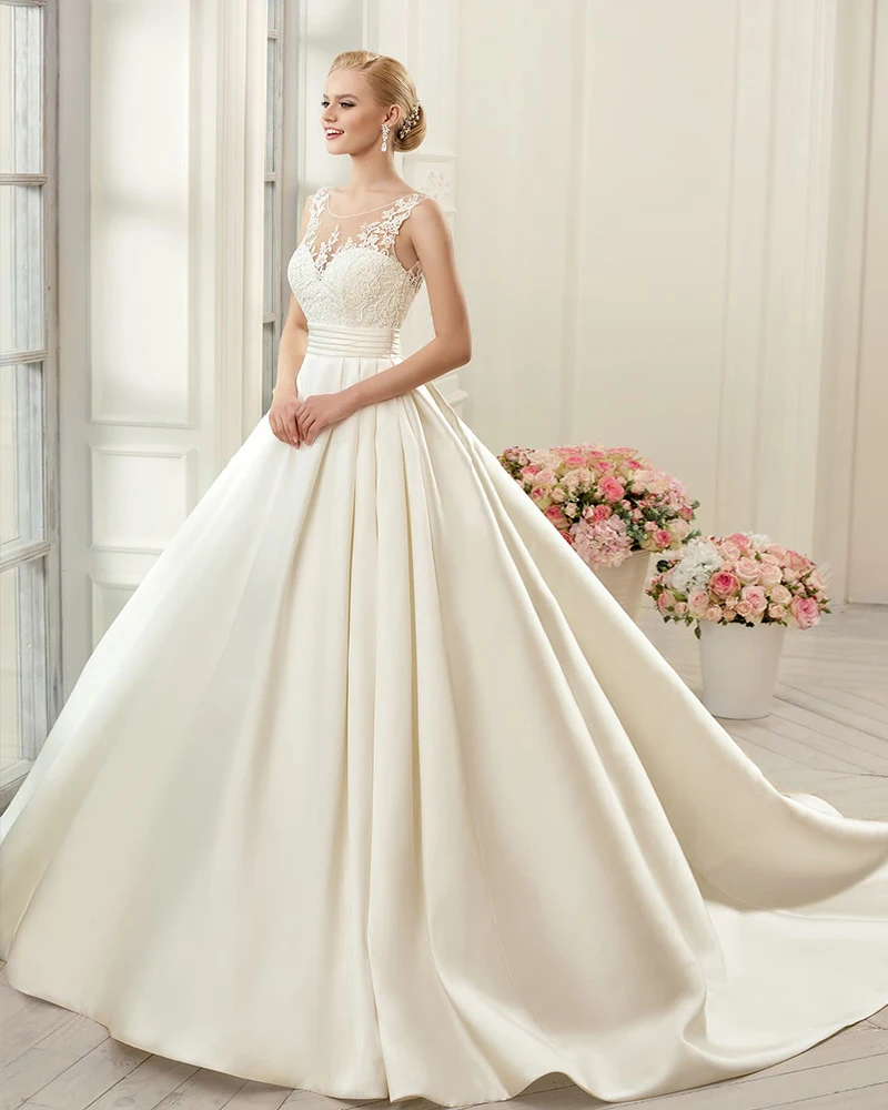 

Custom Made Satin Wedding Gowns Direct China Vestido Casamento Pleast Appliques Buttons Sexy Backless Simple A-line Dresses Boho