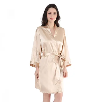 

Satin Kimono Gown Sleepwear 2PCS Sleep Set Women Intimate Lingerie Casual Solid Homewear Wedding Robe Half Sleeve Nightwear