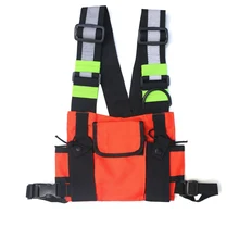 Новейший стиль жилет нагрудная сумка Светоотражающая функция пакет рация тактика хип хоп Уличная функция многокарманный жилет сумка