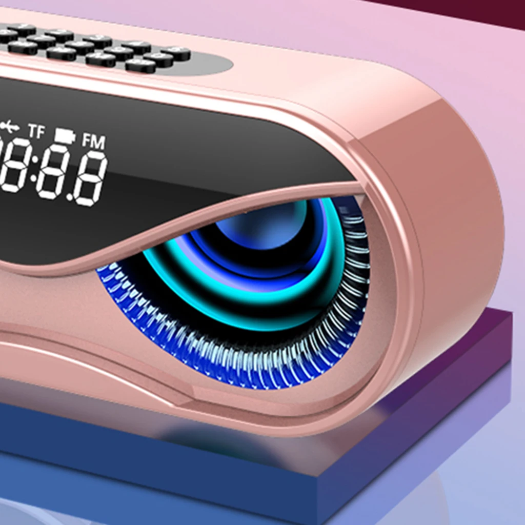Bluetooth5.0 Multi-functional Wireless Speaker Outdoor Handfree Call Portable Multifunction Speaker with FM Radio Clock TF Card