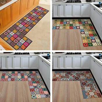 

2PCS Kitchen Bohemian Rug Non-Slip Absorbent Composable Carpet Modern Area Rugs Doormat Rug Bathroom Floor Pad Mat Dirty-proof