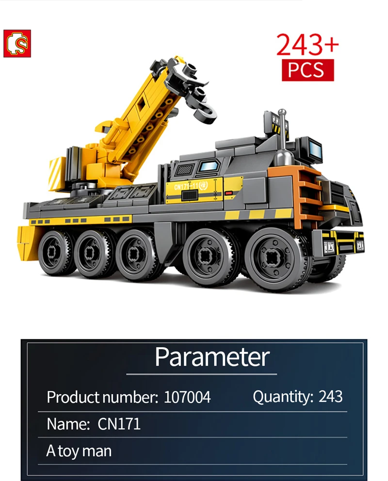 200+PCS Compatible LegoINGlys Bricks Boys Christmas Gift Toys Building Blocks Educational Crane Cargo Truck Transport Car Block (6)