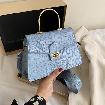 

LUCDO Vintage Alligator Pattern Crossbody Bag For Women 2020 Luxury Fashion Lock Handbags and Purses PU Leather Shoulder Totes