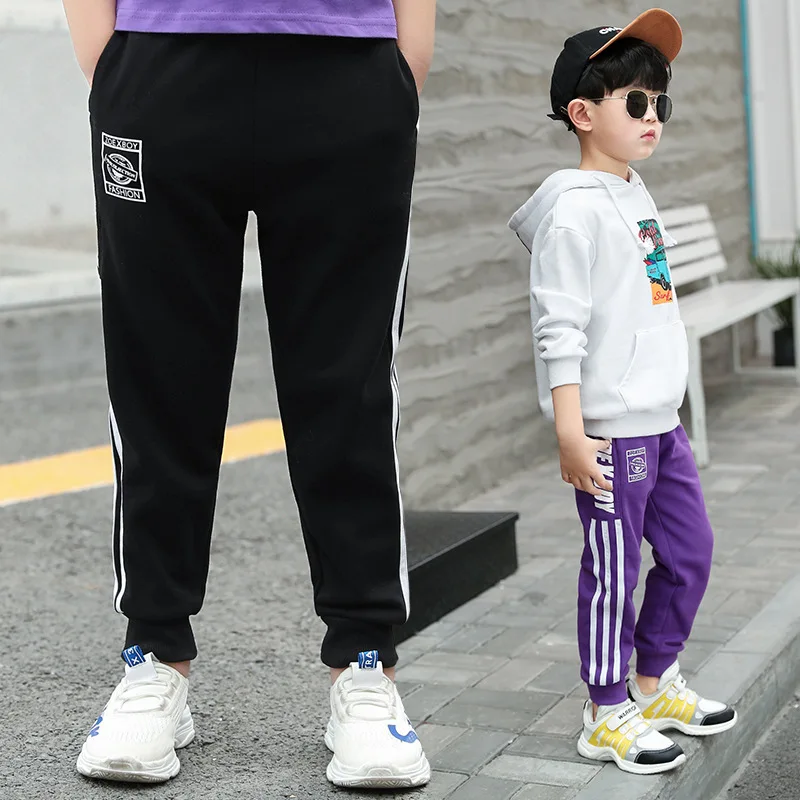 

2019 Autumn New Style Athletic Pants BOY'S Casual Pants Big Boy Children Side Edge Brace Printed Trousers