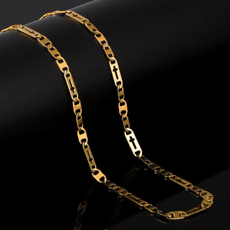 

Europe And America New Style Accessories Necklace Stainless Steel Flat Stud Chain Article Men Hip Hop Necklace Jewelry