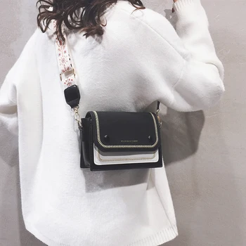 

Bag Women's 2020 New Style Versitile Fashion Glorious Wide-Strap Square Sling Bag Genuine Leather Messenger Bag