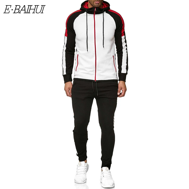

E-BAIHUI Casual Suit Men's Striped Stitching Color Fashion Sports Suit Autumn And Winter New 6 Colors Q072704