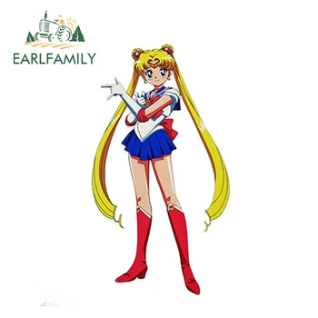 

EARLFAMILY 13cm x 7.1cm For Sailor Moon Pointing Sticker Cartoon Car Stickers Waterproof Car Bumper Window Decal Accessories