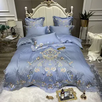 

High-End European-Style Court Embroidery Egyptian cotton bedding set king size bed comforter