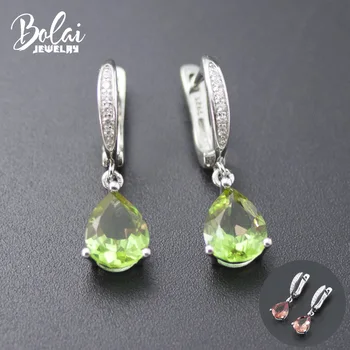 

Bolai color change zultanit earrings genuine 925 sterling silver pear nano diaspore gemstone fine jewelry 2019 women's best gift
