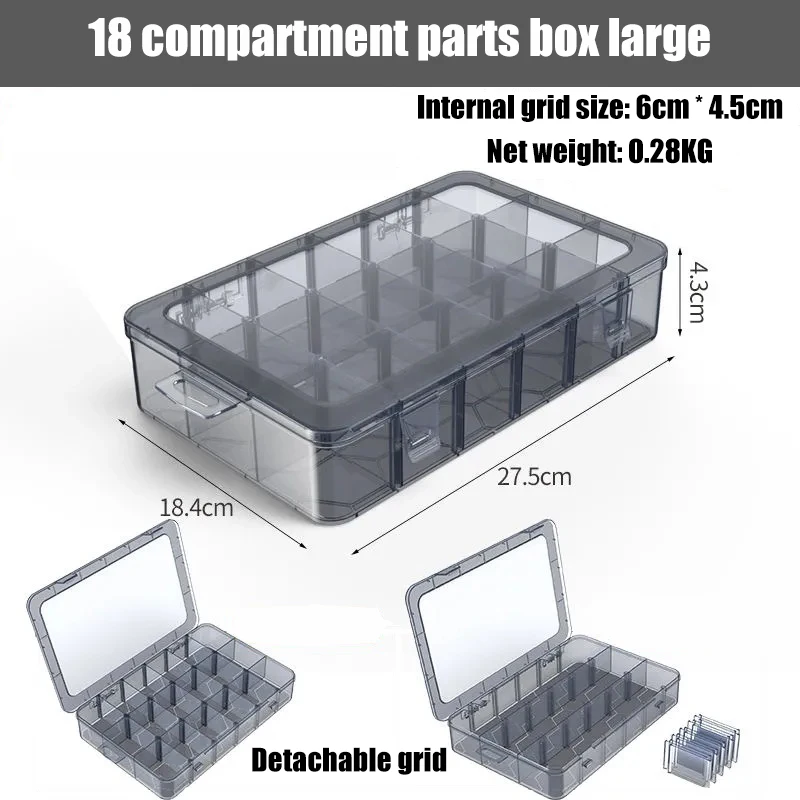 Organizer 9-24 Grids Adjustable Storage Container Compartment Plastic Storage Box Component Screw Holder Case Display Container tool chest with tools Tool Storage Items