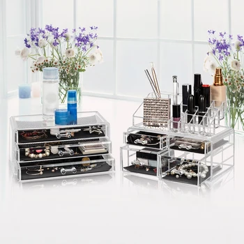 

Portable Transparent Makeup Organizer Storage Box Acrylic Make Up Organizer Cosmetic Organizer Makeup Storage Drawers Organizer