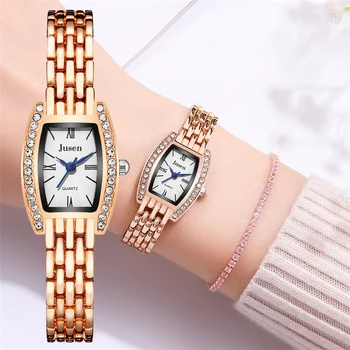

Reloj Mujer Square Dial Women Bracelet Watches Brand Quartz Wrist Luxury Rose New Design Rhinestone Ladies Dress Clock 2020