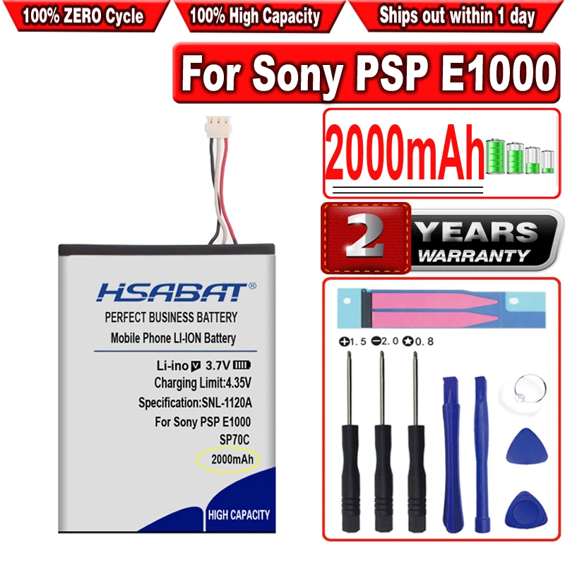 Hsabat 2000mah Sp70c Battery For Sony Psp E1000, Psp E1002, Psp E1004