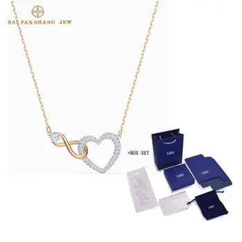 

2020 Fashion Jewelry SWA New INFINITY HEART Necklace 8 and Love Shaped Diamond Rose Gold Chain Women's Luxury Jewelry Gift