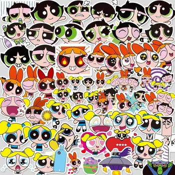 

50pcs/Pack New Waterproof Cartoon Powerpuff Girls Stickers Skateboard Suitcase Guitar Luggage Laptop Phone Stickers Classic Toy
