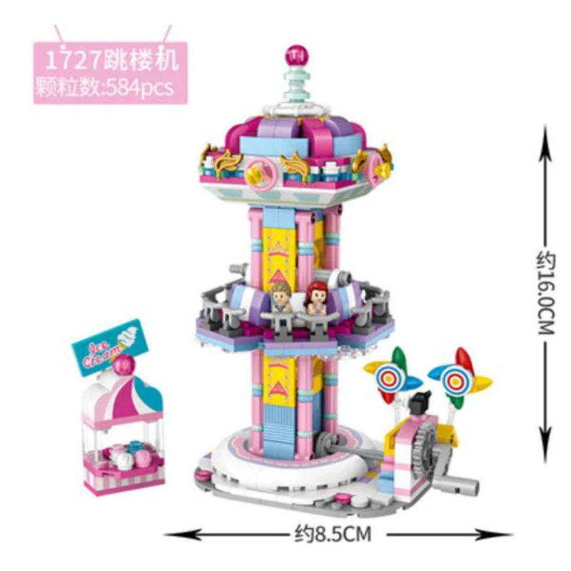 Hc5b161a86ed44125adac47e00d7e53120 Mini klocki LOZ przyjaciele Park rozrywki diabelski młyn karuzela statek piracki statek piracki klocki DIY cegły zabawki dla dziewczynek