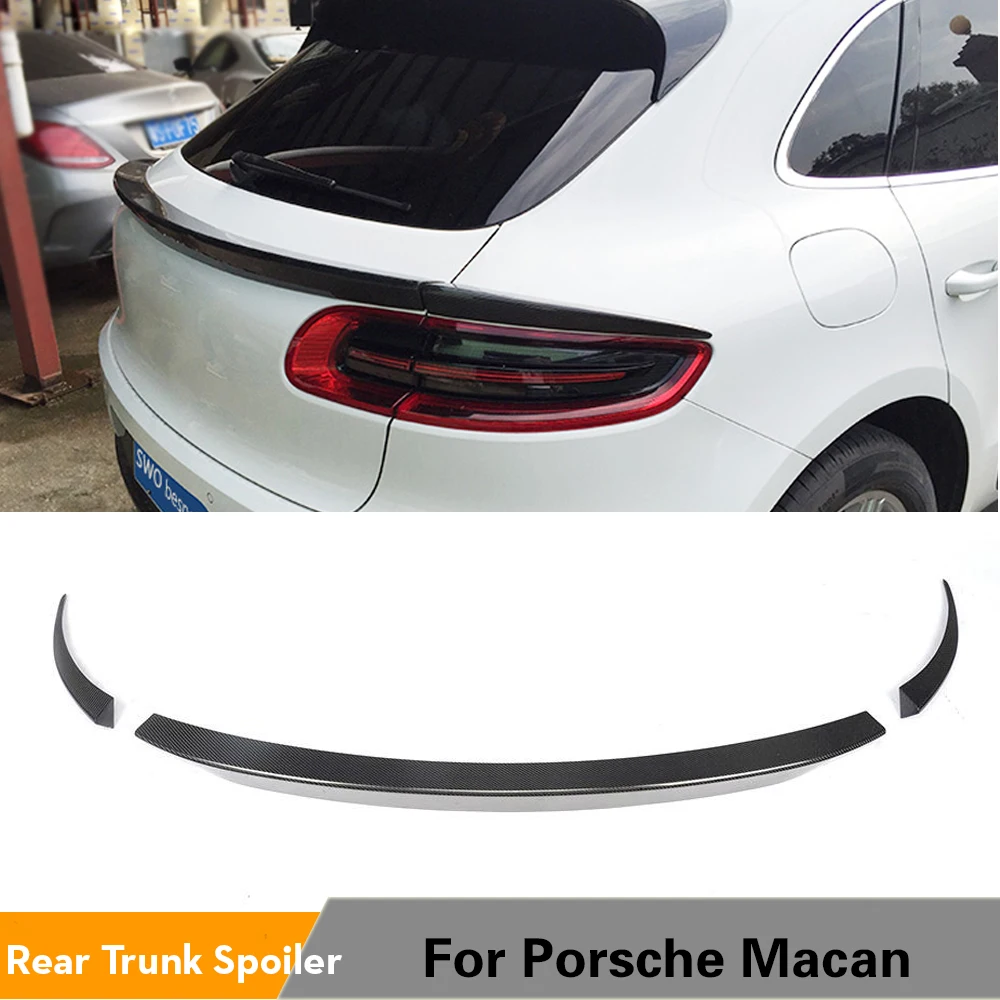 3PCS Carbon Fiber Rear Middle Spoiler Wing Lip Fit For Porsche Macan 2014-2016 