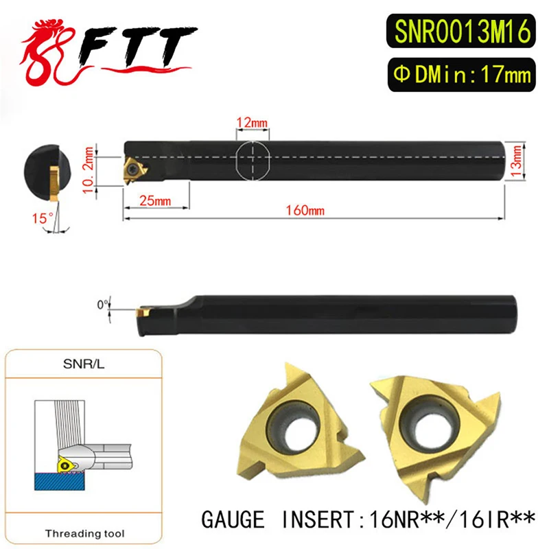 

SNR0013M16 Internal Threading Tools Lathe Index Threading Turning Tool Holder For 16IR AG60 16NR AG60 AG55 Insert Right Hand