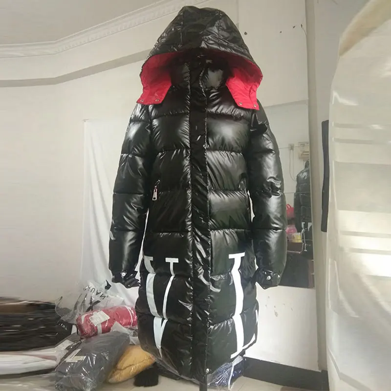 Зимний теплый хлопковый пуховик женская одежда водонепроницаемая одежда с буквенным принтом с капюшоном длинные пальто парка куртка женская 501