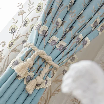 

Modern Simple Embroidery Shade Curtains for Living Dining Room Bedroom.