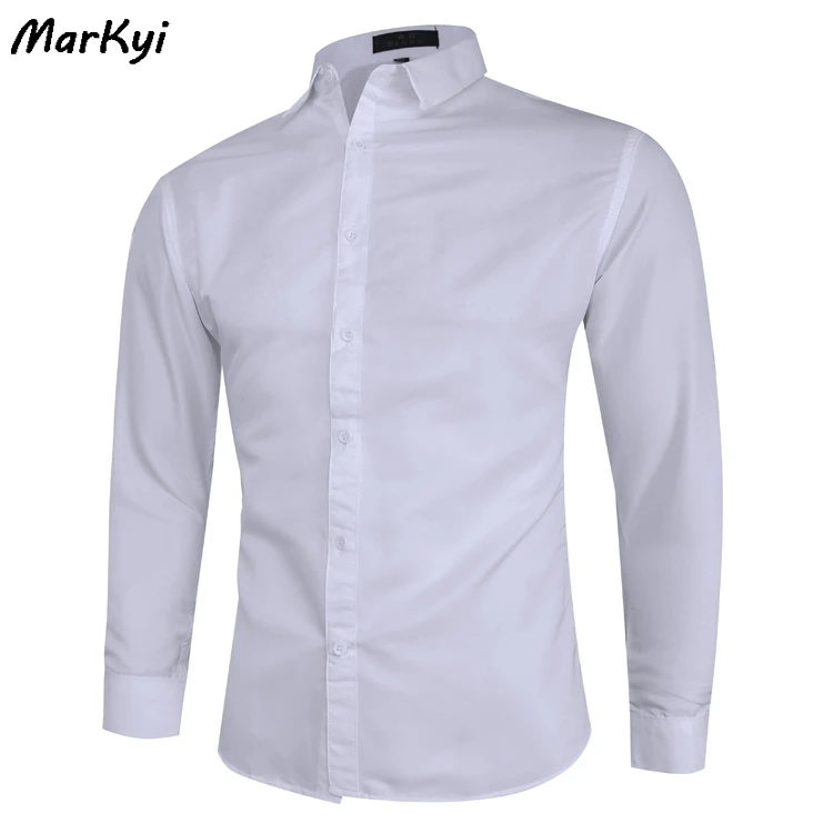 

MarKyi 2020 autumn solid long sleeve dress shirt men plus size s-5xl solid shirts for men casual