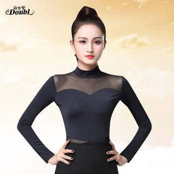 

DOUBL Sexy Female UpperClothing Adults Latin Dance Top Modern Long Sleeve Practice Waltz Standard Dance Practise Tops for Women