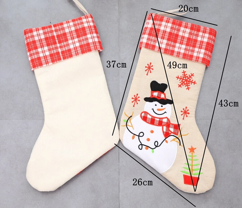 Snowman Носки со снеговиком Санта-Клаусом, Подарочная коробка, подарочная упаковка, Рождественские елочные украшения, рождественские вечерние носки - Цвет: Snowman