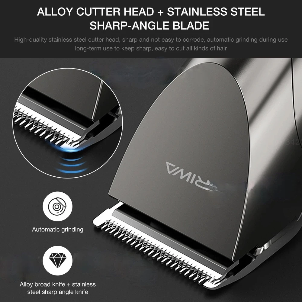 RIWA RE-6305 Washable Rechargeable Hair Clipper Professional Barber Trimmer With Carbon Steel Cutter Head 4